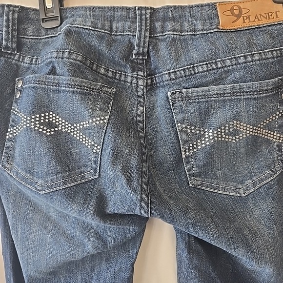 Nine Planet Jeans Wide Leg Dark Wash Size 13 With Embellished Back Pockets - Picture 7 of 16